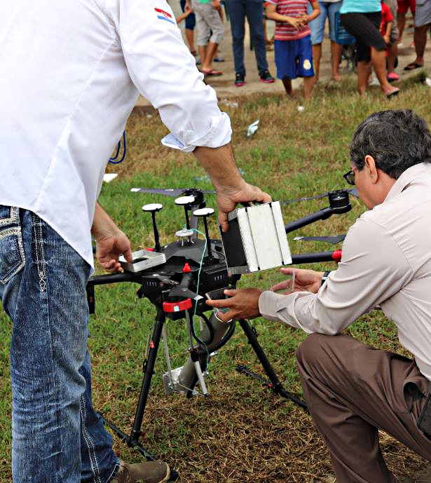 Aerial drone for liberation of sterile Aedes aegypti males